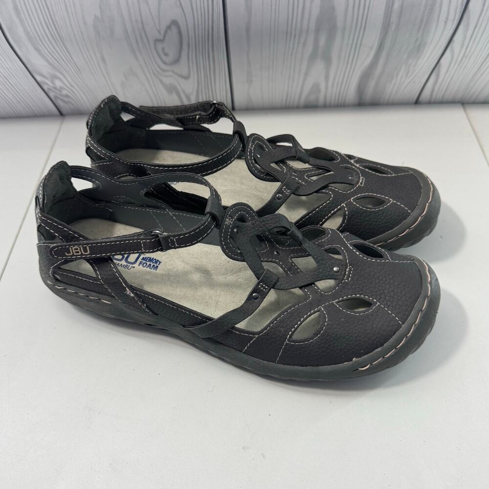 JBU by Jambu Ladies' Light Gray Sydney Flat Memory Foam Stitched Size 8.5
